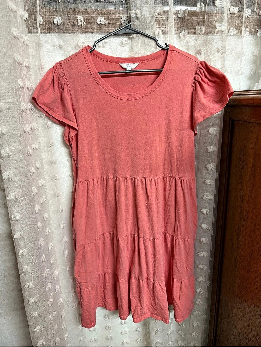 Set of 2 Knee Length Flowy Time and Tru Casual Tiered Dresses in Pink and Black